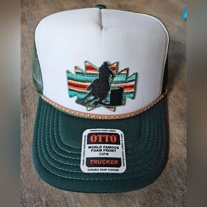 NWT OTTO Green Snapback Trucker Hat With Horse Barrel Racer Embroidered Patch